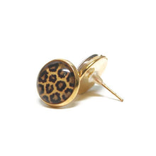 Load image into Gallery viewer, Cheetah Stud Earrings Bronze or Gold Backs - Boujeecat
