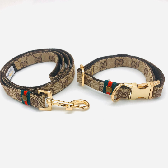 Classic Gucci Monogram Inspired Harness and Leash Set