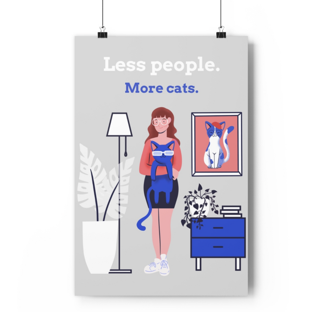 Less People, More Cats Wall Art - Red Hair Girl - Boujeecat