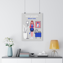 Load image into Gallery viewer, Less People, More Cats Wall Art - Red Hair Girl - Boujeecat
