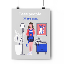 Load image into Gallery viewer, Less People, More Cats Wall Art - Brown Hair Girl - Boujeecat
