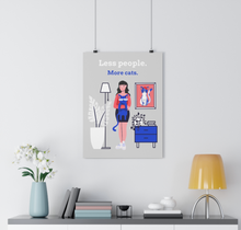 Load image into Gallery viewer, Less People, More Cats Wall Art - Black Hair Girl - Boujeecat

