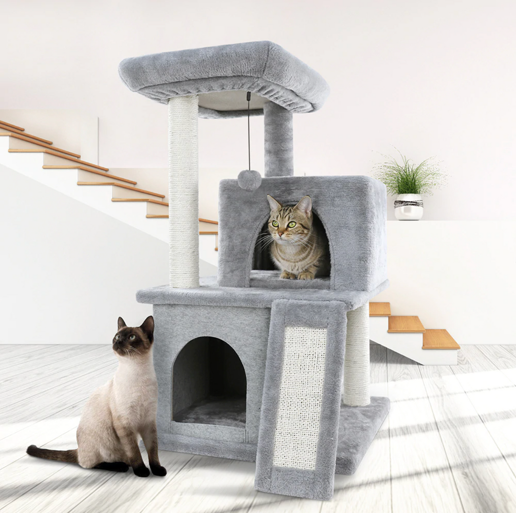 Dual Condo Climber Scratcher Bed with Slide - Boujeecat