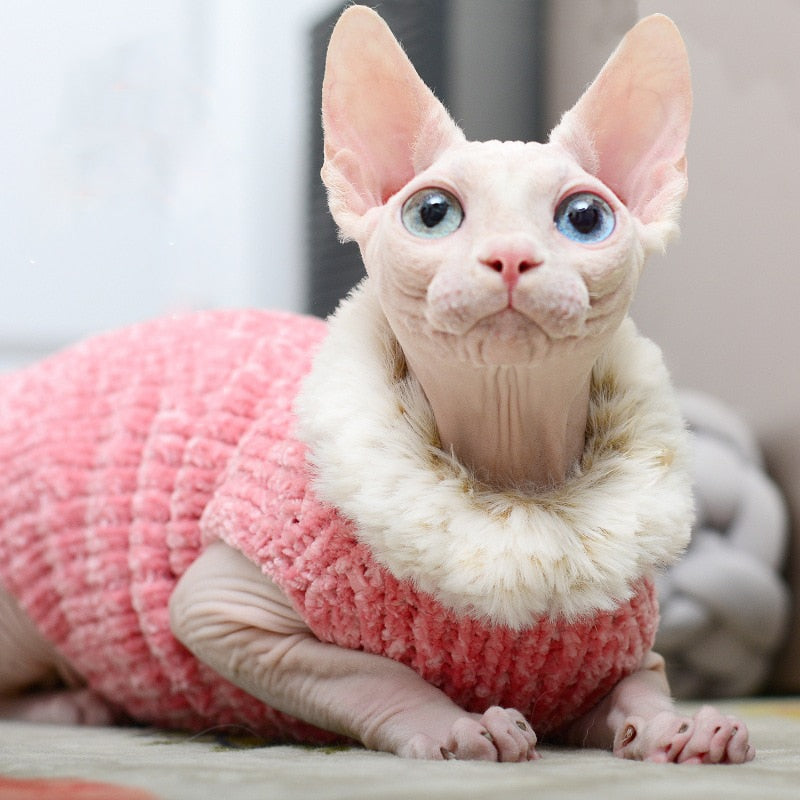 Velvet Fur Neck Sweater - Boujeecat